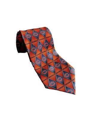 NFL Chicago Bears Orange and Navy Patterned Tie